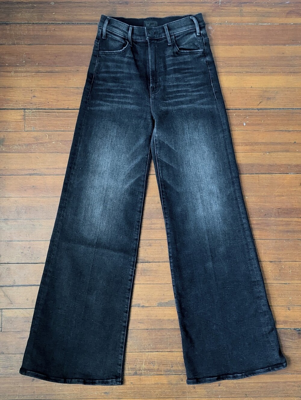 MOTHER Hustler Roller Sneak Jeans 25 Not Today Satan High Rise Wide Leg Flare - Picture 4 of 16